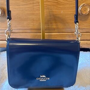 Coach Navy Blue Patent leather Quinn Crossbody Bag